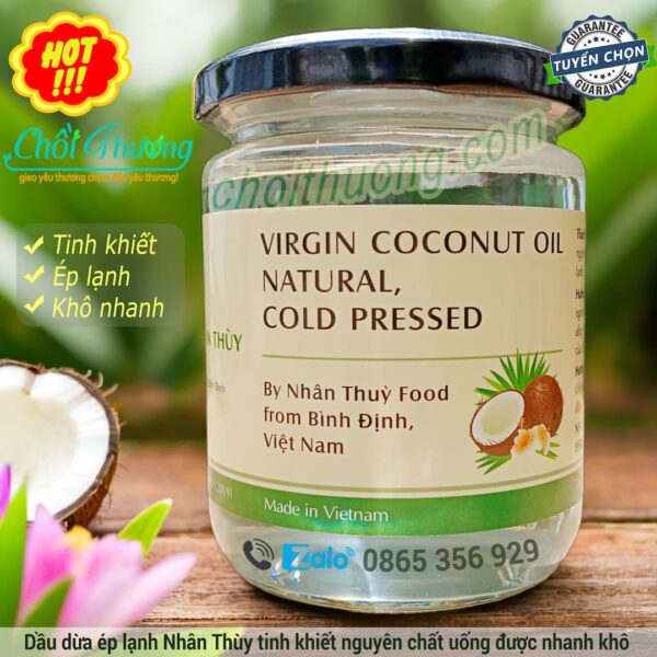 Dầu dừa ep lạnh Nhân Thùy nguyên chất tinh khiết uống được