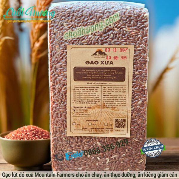 Gạo lứt đỏ xưa hữu cơ mountain farmers tự nhiên tốt cho ăn chay ăn kiêng giảm cân, eat clean, thực dưỡng, tiểu đường